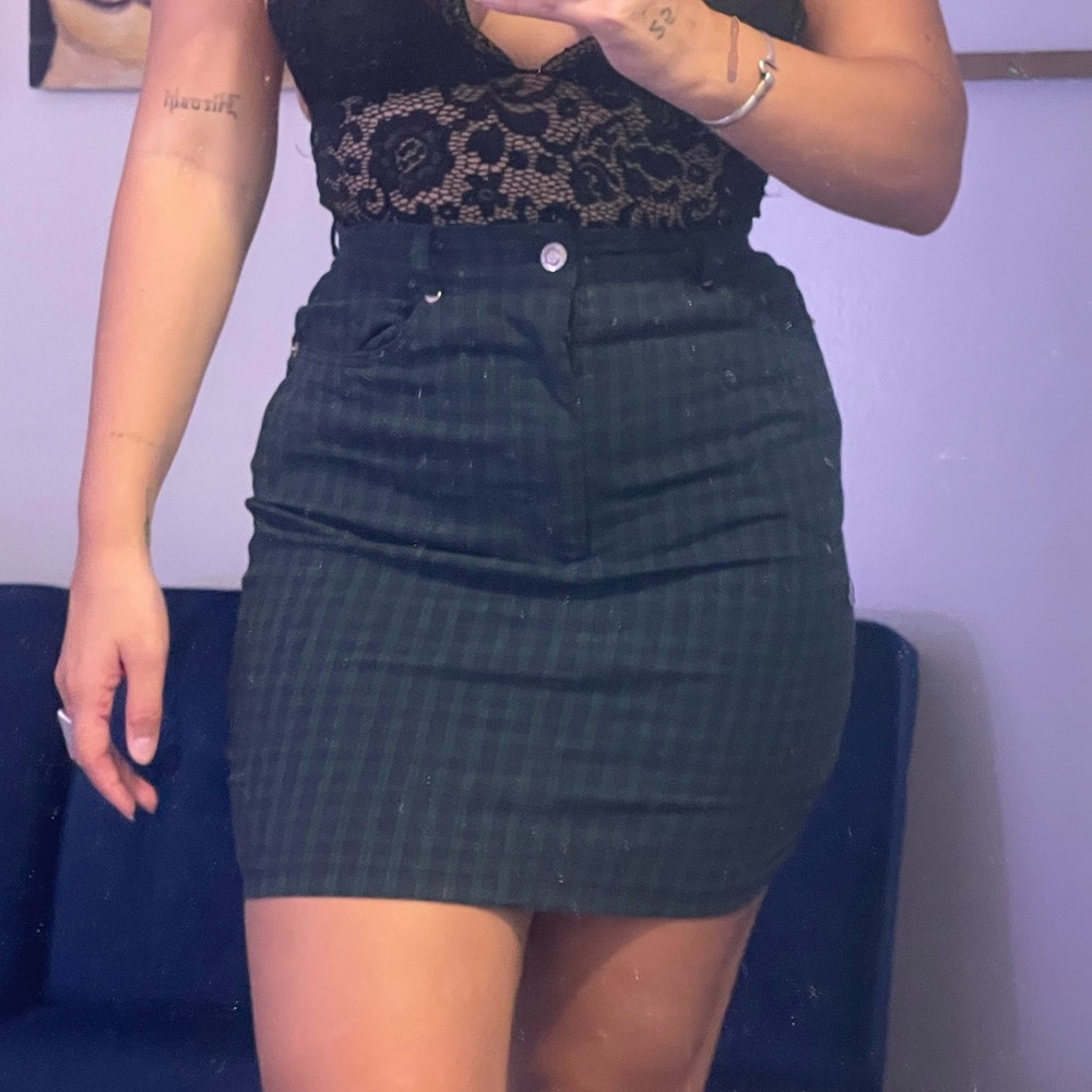 Express! Blue/green checkers skirt!!